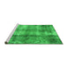 Sideview of Machine Washable Abstract Green Modern Area Rugs, wshabs2052grn