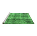 Sideview of Machine Washable Abstract Emerald Green Modern Area Rugs, wshabs2052emgrn