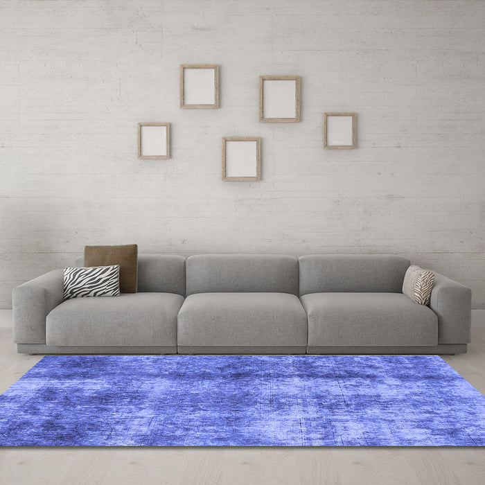 Machine Washable Abstract Blue Modern Rug in a Living Room, wshabs2052blu