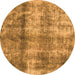 Round Abstract Orange Modern Rug, abs2052org