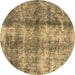 Round Machine Washable Abstract Brown Modern Rug, wshabs2052brn