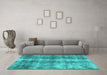 Machine Washable Abstract Turquoise Modern Area Rugs in a Living Room,, wshabs2052turq