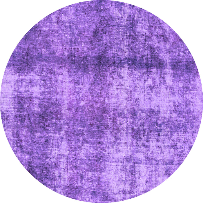 Round Machine Washable Abstract Purple Modern Area Rugs, wshabs2052pur
