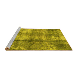 Sideview of Machine Washable Abstract Yellow Modern Rug, wshabs2052yw