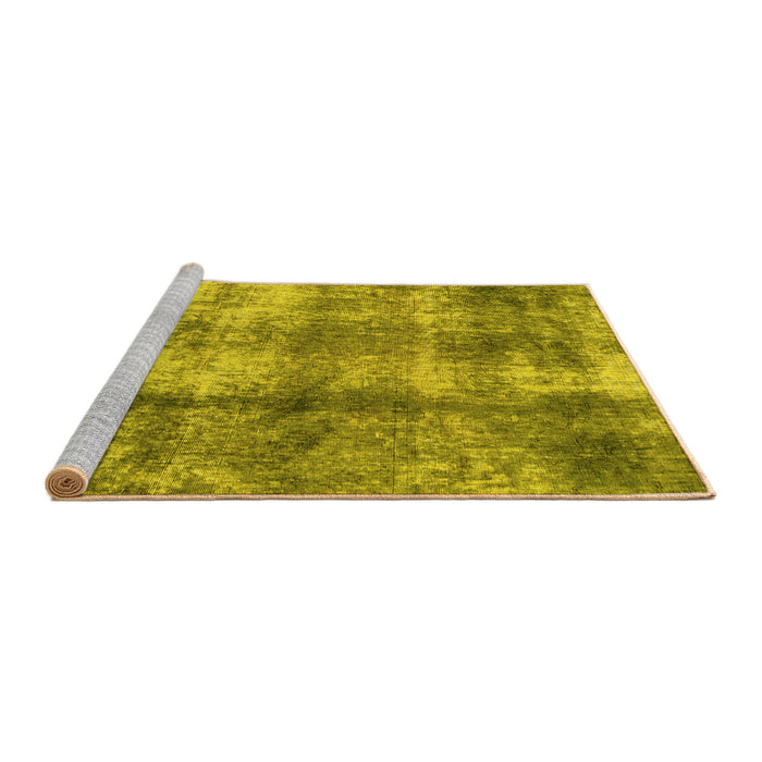 Sideview of Machine Washable Abstract Yellow Modern Rug, wshabs2052yw