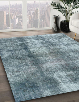 Machine Washable Abstract Green Rug in a Family Room, wshabs2052