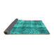 Sideview of Abstract Turquoise Modern Rug, abs2052turq