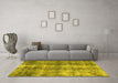 Machine Washable Abstract Yellow Modern Rug in a Living Room, wshabs2052yw