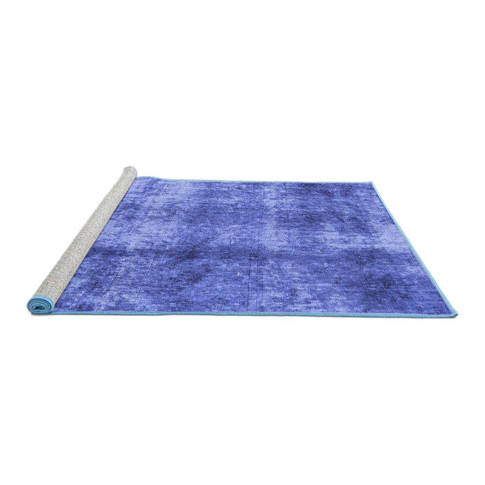 Sideview of Machine Washable Abstract Blue Modern Rug, wshabs2052blu