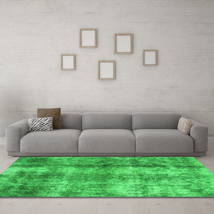 Machine Washable Abstract Green Modern Area Rugs in a Living Room,, wshabs2052grn
