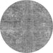 Round Machine Washable Abstract Gray Modern Rug, wshabs2053gry