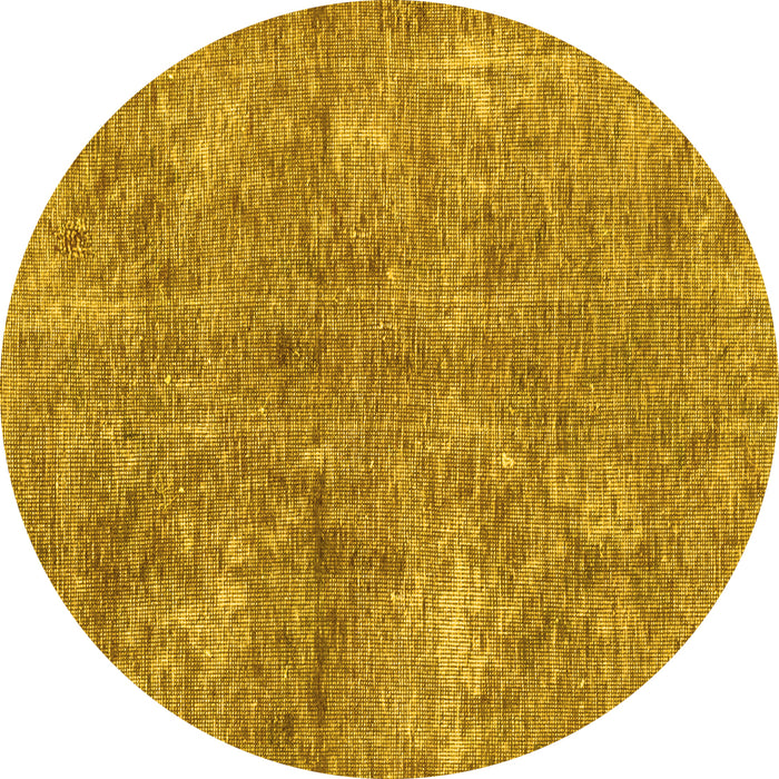 Round Abstract Yellow Modern Rug, abs2053yw