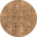 Round Abstract Brown Modern Rug, abs2053brn