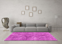 Machine Washable Abstract Pink Modern Rug in a Living Room, wshabs2053pnk