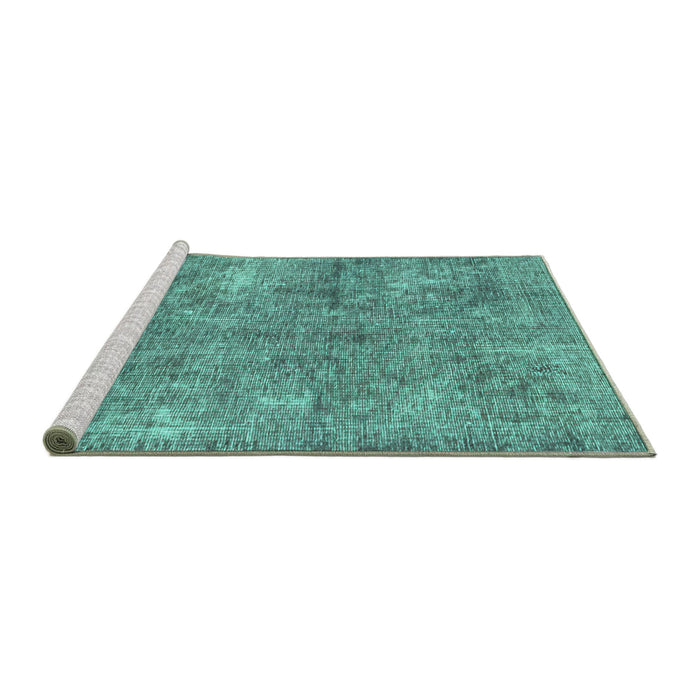 Sideview of Machine Washable Abstract Turquoise Modern Area Rugs, wshabs2053turq