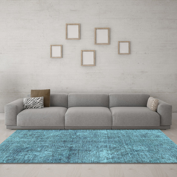 Machine Washable Abstract Light Blue Modern Rug in a Living Room, wshabs2053lblu