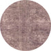 Round Machine Washable Abstract Rosy-Finch Purple Rug, wshabs2053