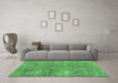 Machine Washable Abstract Emerald Green Modern Area Rugs in a Living Room,, wshabs2053emgrn