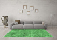 Machine Washable Abstract Emerald Green Modern Rug, wshabs2053emgrn