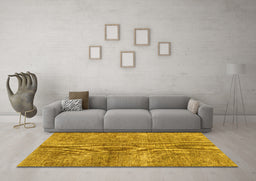 Machine Washable Abstract Yellow Modern Rug in a Living Room, wshabs2053yw