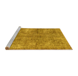 Sideview of Machine Washable Abstract Yellow Modern Rug, wshabs2053yw