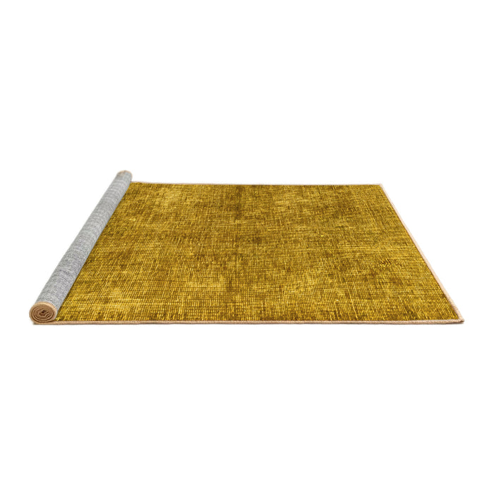 Sideview of Machine Washable Abstract Yellow Modern Rug, wshabs2053yw