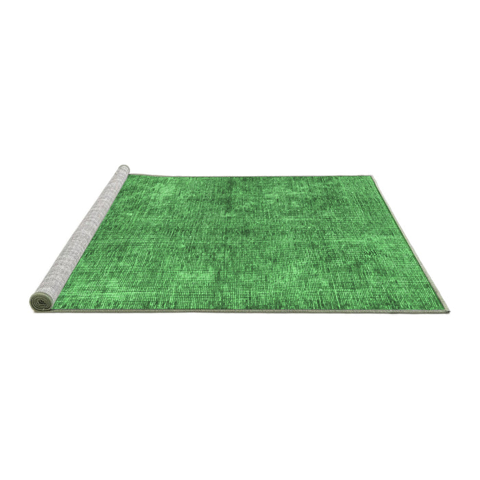 Sideview of Machine Washable Abstract Emerald Green Modern Area Rugs, wshabs2053emgrn