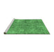 Sideview of Machine Washable Abstract Emerald Green Modern Area Rugs, wshabs2053emgrn