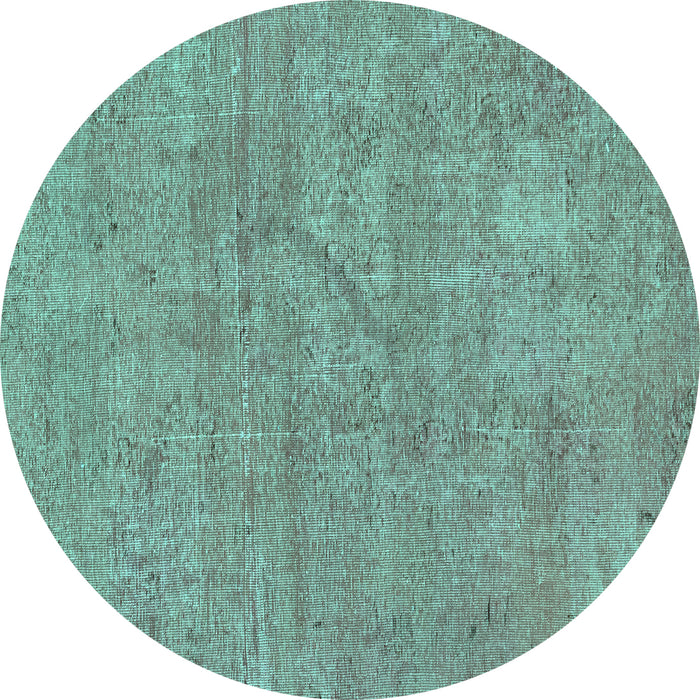 Round Abstract Turquoise Modern Rug, abs2054turq