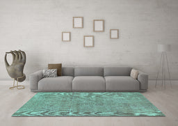 Machine Washable Abstract Turquoise Modern Area Rugs in a Living Room,, wshabs2054turq
