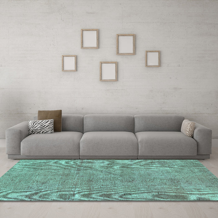 Machine Washable Abstract Turquoise Modern Area Rugs in a Living Room,, wshabs2054turq