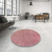 Round Abstract Light Coral Pink Modern Rug in a Office, abs2054