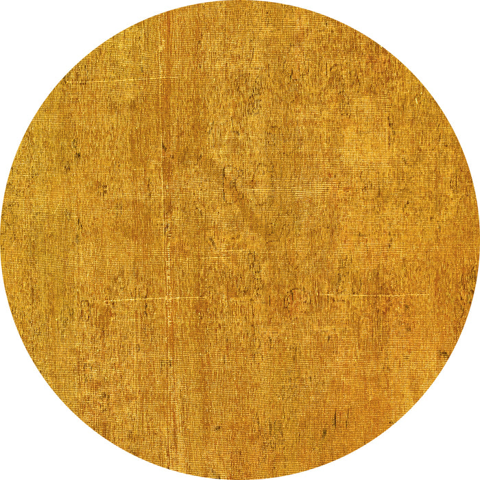 Round Abstract Yellow Modern Rug, abs2054yw