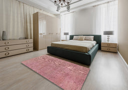 Abstract Light Coral Pink Modern Rug in a Bedroom, abs2054