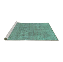 Sideview of Machine Washable Abstract Turquoise Modern Area Rugs, wshabs2054turq