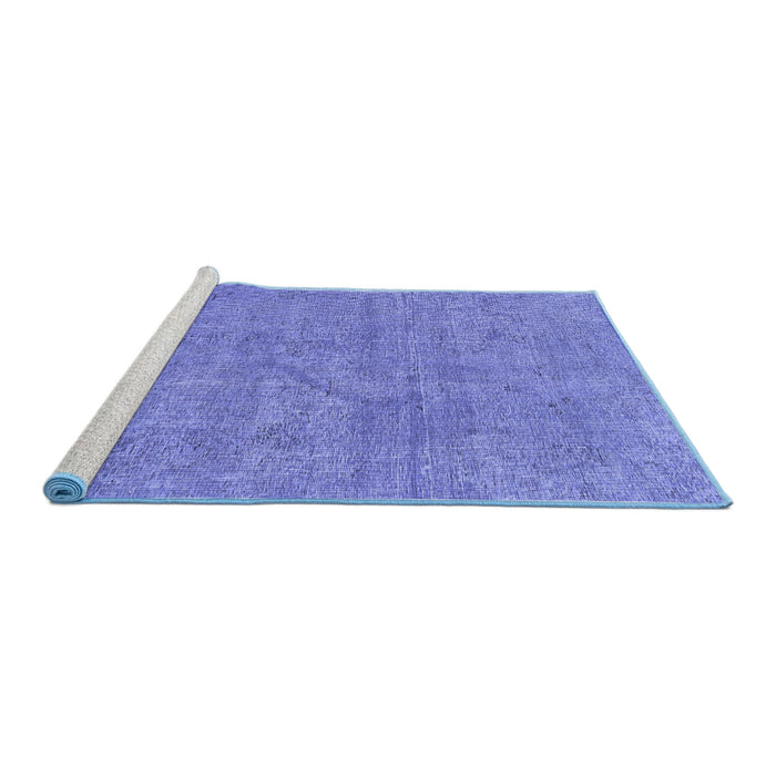 Sideview of Machine Washable Abstract Blue Modern Rug, wshabs2054blu