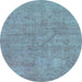 Round Machine Washable Abstract Light Blue Modern Rug, wshabs2054lblu