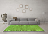 Machine Washable Abstract Green Modern Rug, wshabs2054grn