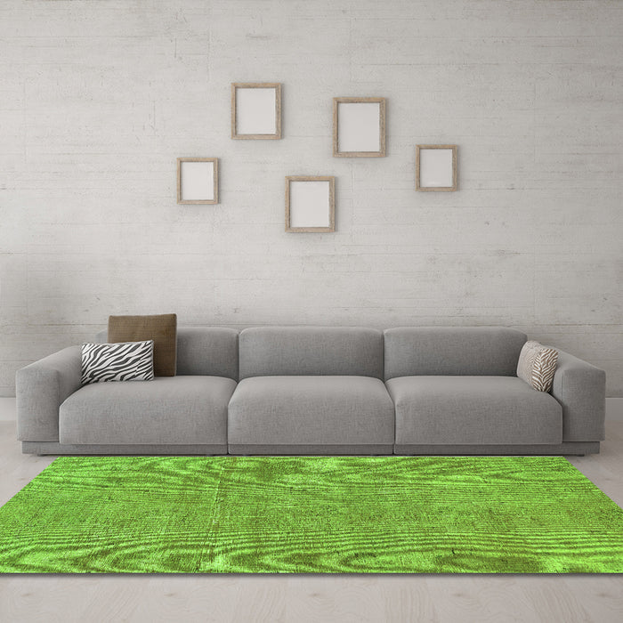 Machine Washable Abstract Green Modern Area Rugs in a Living Room,, wshabs2054grn