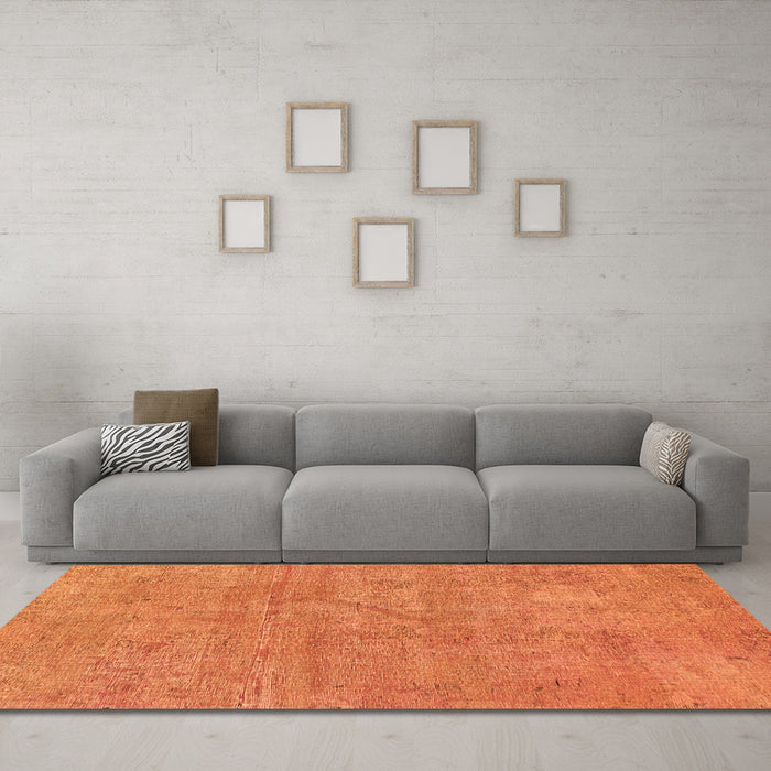 Machine Washable Abstract Orange Modern Area Rugs in a Living Room, wshabs2054org