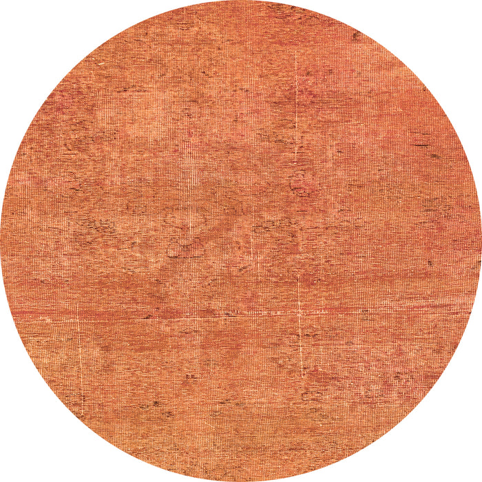 Round Machine Washable Abstract Orange Modern Area Rugs, wshabs2054org
