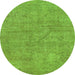 Round Abstract Green Modern Rug, abs2054grn