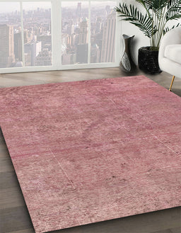 Machine Washable Abstract Light Coral Pink Rug in a Family Room, wshabs2054