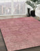 Machine Washable Abstract Light Coral Pink Rug in a Family Room, wshabs2054