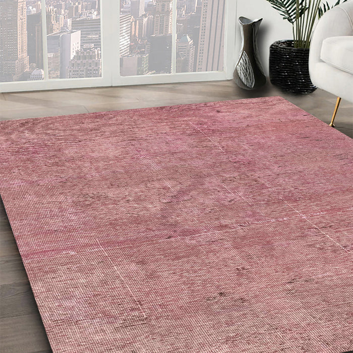 Machine Washable Abstract Light Coral Pink Rug in a Family Room, wshabs2054