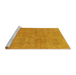 Sideview of Machine Washable Abstract Yellow Modern Rug, wshabs2054yw