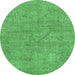 Round Abstract Emerald Green Modern Rug, abs2054emgrn