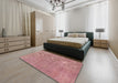 Machine Washable Abstract Light Coral Pink Rug in a Bedroom, wshabs2054