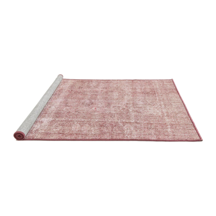 Sideview of Machine Washable Abstract Deep Rose Pink Rug, wshabs2055