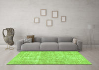 Machine Washable Abstract Green Modern Rug, wshabs2055grn